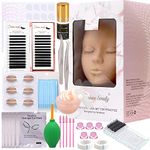 Eyelash Extension Kit, Silicone Mannequin Head With Replaced Eyelids Lash Training Set, Lash Extension Supplies Lash Training Practice Kits for Eyelash Extensions Beginners