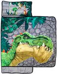 Jay Franco Gigantosaurus Giganto Stacked Nap Mat - Built-in Pillow and Blanket Featuring Dinosaur Rocky, Bill, Tiny, & Mazu - Kids'/Toddler/Children's Bedding (Official Gigantosaurus Product)