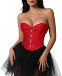 VONMELLI Corset Tops for Women Lace Up Overbust Bustier Shapewear Lingerie Cosplay Costume Red XXL