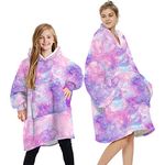 Seogva Blanket Sweatshirt Hoodie Fluffy Fleece Hoodie Blanket, Oversized Plush Hooded Top, Large for Adults Men Women and Small for Kids Boys Girls (Large, Galaxy - Purple)