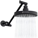 SparkPod Rain Shower Head with Shower Arm Extension - High Pressure Rain - Luxury Modern Look - No Hassle Tool-Less 1-Min Installation (11" Shower Arm Extension, Midnight Black Matte)