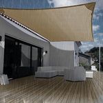 HIPPO Waterproof Rain Sail HDPE Fabric Rain Protection Sails for Terrace Shed, Shade Awnings for Car Parking (Sand-Dune, 9.00FTX16.50FT