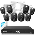 Swann 16 Channel 8 Camera DVR Security System, Wired Surveillance 4K HD DVR-5580 + 2TB HDD, Audio Capture, Color Night Vision, Heat & Motion Sensing Warning Light, Alexa + Google, SWDVK-1655808WL