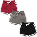 Girls Boys 3 Pack Running Athletic Cotton Shorts, Toddler Workout and Fashion Dolphin Summer Beach Sports 10-12