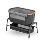 Maxi-Cosi Iora Co-Sleeper Crib, Foldable Baby Bedside Crib, 0–6 Months, max 9 kg, 4 Incline & 5 Height Positions, Easy Slide, Comfortable Mattress, Large Basket, Easy to Carry, Essential Graphite