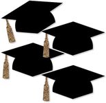 Big Dot of Happiness Gold Graduation Hat Decorations - Graduation Party Decorations - Graduation Cap Decorations - DIY Large Party Essentials - 20 Count, Gold, Black, Large