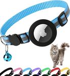 Airtag Cat Collar Breakaway, Reflective Kitten Collar with Apple Air Tag Holder and Bell for Girl Boy Cats, 0.4 Inches in Width and Lightweight(Blue)