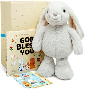 Praise Bunny Gift Set - 11-inch Plush Toy with 3 Bible Songs - Includes Hardcover Book, Stickers, Keepsake Box | Premium Christmas Gift for Christian Boys, Girls, Babies & Toddlers | Baptism, Easter
