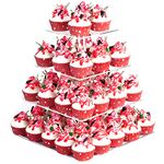 YestBuy 4 Tier Acrylic Cupcake Stand, Cake Stand, Premium Cupcake Holder, Acrylic Cupcake Tower Display Cady Bar Party Décor – Display for Pastry(4" between 2 layers)…