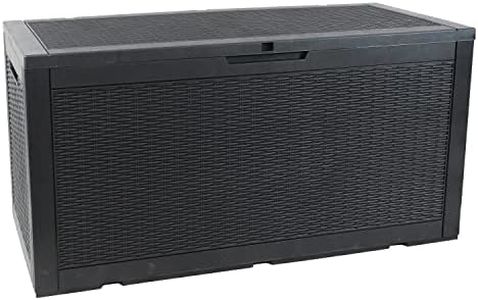 Sunnydaze Outdoor Deck Box - Lockable Package Delivery Box - Weather-Resistant Outdoor Storage Bin - 100-Gallon Faux Resin - Phantom Gray
