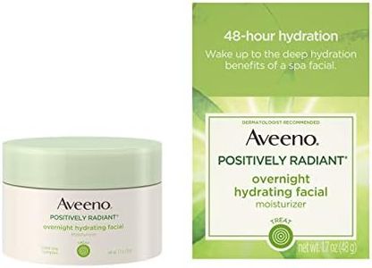 Aveeno Positively Radiant Overnight Hydrating Facial Moisturizer with Soy Extract and Hyaluronic Acid, Oil-Free and Non-Comedogenic, 1.7 oz