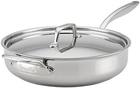 Breville Thermal Pro Clad 5 Quart Covered Saute with Helper Handle, Medium, Stainless Steel