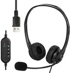 Gaming Headset,Headsets with Microphone,USB PC Headset,Clear Voice,Super Light, Ultra Comfort,2M Long Cable,Noise Cancelling & Audio Controls, PC Headphone for Gaming Skype Call Center Office Computer