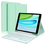 iPad 9th 2021/8th/7th Generation Keyboard Case, 7 Colors Backlit Detachable Keyboard Slim Folio Smart Cover for iPad 10.2"/iPad Air 10.5"(3rd Gen)/iPad Pro 10.5" with Pencil Holder – Light Green