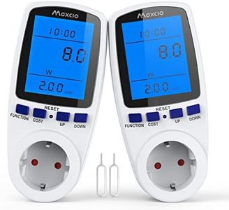 Maxcio Contatore di Potenza dei Costi del Consumo di Corrente, Misuratore dei costi energetici, con 7 Modalità e Display LCD, Misuratore Energia Elettrica per Grandi Elettrodomestici - 2 Packs