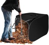 Salcod 100-Gallon Pop Up Leaf Collector (38*24.5*24.5 inches) with Anchor Stakes, Portable Leaf Pick Up Tools, Lightweight Leaf Removal Tools, Reusable Yard Leaf Bags for Collecting Lawn Trash, Black