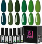 beautilux Hema-Free Green Gel Nail Polish Set- 6 Pcs Emerald Green Dark Green Gel Polish Color Soak Off LED Gel Nail Manicure for Women Girls