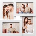 SONGMICS Collage Picture Frames, 4 Frames for 4x6 Photos, Collage Photo Frames for Wall, Multi Frames, Wall Decor, Cloud White RPF25WT