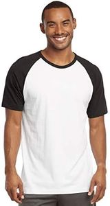 TOP PRO Men's Short Sleeve Baseball Tee Shirt (XL, Black/White)