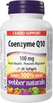 Webber Naturals Coenzyme Q10 (CoQ10) 100 mg, 60 Softgels, High Potency Antioxidant, For Heart Health, Cellular Energy Production, and Migraine Support