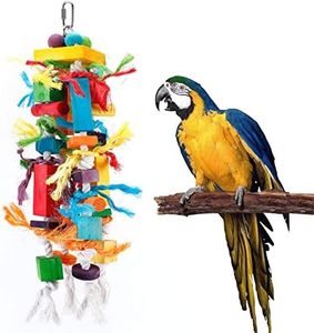 HUIRUMM Bird Parrot Toys, Parrot Chew Toys, Bird Toys,Large Parrot Toy Durable Wooden Blocks Bird Chewing Toy Parrot Cage Bite Toy Suits for Cockatoos African Grey Macaws and Amazon Parrots