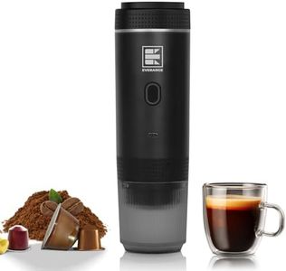 EVERANGE Portable Electric Espresso Machine, Travel Coffee Maker for Camping, Car, RV & Hiking, Self-Heating with Type-C, Compatible with Ground Coffee & NS Capsules (Black)