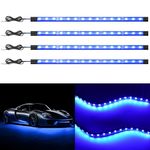 EverBright Upgrade Blue Golf Cart Lights Car Underglow Led Strip Lights for Marine Boat Deck Motorcycles Kayak Interior Exterior 5050 Chipset 15SMD Waterproof IP67 DC 12V(Pack of 4)