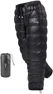 Tentock Men Women Down Pants with Side Zipper, Compression Snow Trousers Goose Puffy Pants with Adjustable Cuffs of Pants Winter Warm Outdoor Windproof for Hiking Skiing(New-L)