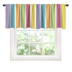 Rainbow Valances, Pastel Colored Striped Summer Pattern Funky Cheerful Rainbow, 1 Panel W42 by L18 Inch Decor Rod Pocket Tier Valance for Kitchen and Bathroom, Multicolor