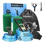 Oumers Beginner Slackline Kit, Slack Line Gift Set with 50ft Main Blance line Training Line Tree Protector Ratchet Cover Carry Bag for Kids Adults