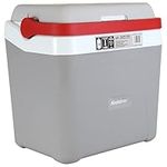 Koolatron Ice Chest Cooler w/Locking Carry Handle, 25L (26 qt), 32 Can Capacity Portable Picnic Cooler, Gray and Red, for Snacks, Lunch, Day Trips, Camping, Boating, Travel, Made in North America