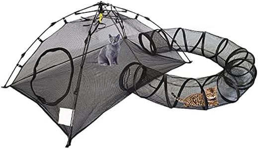 Outdoor Cat Enclosures Tent Outdoor Pop Up Pet Playpen with One Tunnels Portable Cat Playhouse (Play Tents for Cats and Small Animals) - Outside Habitat (Patent Pending)