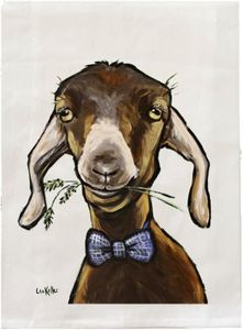 Goat Tea Towel - Goat Flour Sack Towel - Goat Kitchen Towels - Farmhouse Goat Kitchen Decor - Goat Lover Gifts -Goat Gifts for Mom - 27x27" Hand printed in NC, direct from the artist, Lee Keller