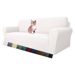 MAXIJIN Super Stretch Couch Cover for 3 Seater Couch, 1-Piece Universal Sofa Covers Living Room Jacquard Spandex Furniture Protector Dogs Pet Friendly Fitted Couch Slipcover (3 Seater, White)