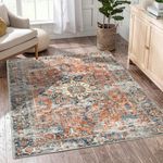 Capslpad Vintage Rugs for Living Room 120x180cm Non-Slip Distressed Medallion Area Rug Machine Washable Boho Carpet Short Pile Bedroom Rug for Living Room Bedroom Dining Home Office Decor