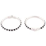 RSJ Silver Baby Bangle Set for Boys/Girls (RSJ52) Silver Baby Bracelets kada Bangle Nazariya with Black Beads/Crystal for Baby boy and Baby Girl