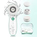 TOUCHBeauty Facial Brush Skin Deep Cleansing & Exfoliating Device with 3 Spin Brushes Original & Official Manufacture Direct | Travel Case, Waterproof, Battery Powered Mint Green