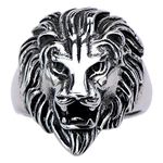 Kingsdeal Silver Alloy Metal Lion Head Ring for Men and Women