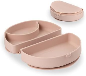 Miniware Silicone Baby Plate for Travel with Suction - Foldable Baby Travel Essential to Promote Self-Feeding - Dishwasher Safe, BPA Free, Food Grade Silicone Baby Travel Plate - Pink Silifold