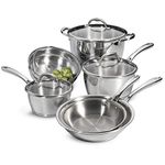 Tramontina 80154/567DS Tri-Ply Stainless-Steel Cookware Set, Induction-Ready, Impact-Bonded, 9-Piece