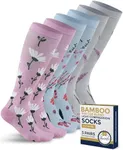 Pembrook Bamboo Viscose Light Compression Socks - 3 Pairs | 8-15 mmHg Light Compression Socks for Women and Men | Mens & Womens Light Compression Socks | Big Flowers