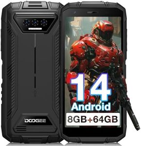 DOOGEE S41T Rugged Pphone Unlocked 2024,Android 14 6300mAh Battery,8GB+64GB,4G Dual Sim Rugged Smartphone,13MP Camera,IP68 Waterproof Cell Phone,Face Unlock,NFC/T-Mobile,Black