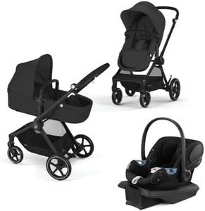 Cybex EOS 5-in-1 Travel System Stroller + Lightweight Aton G Infant Car Seat, Moon Black