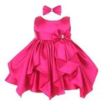 Fairy Dolls Baby Girl Bubble Hem Dress (SATINMIX01211_Magenta_12-18 Months)