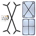 QoeCycth Bed Sheet Holder Straps, 2Pcs Adjustable Crisscross Fitted Sheet Band Straps Grippers Suspenders, Triangle Elastic Mattress Cover Holder Fasteners for All Bed Sheets, Mattress Covers