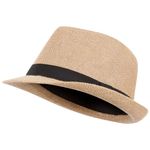 Trespass Fedora, Natural, Hat with Ribbon Detail Adult Unisex, Beige