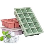 Mubal Ice Cube Tray with Lid, 3 Pack 45 Cubes, Easy Release Silicone Ice Cube Trays,Large Reusable & BPA Free for Whiskey, Cocktail, Drinks&Baby Food,Dishwasher Safe