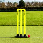 FORTRESS Flexi Cricket Stumps - Rubber Base Cricket Wickets | Cricket Set | Junior & Senior Stumps | Springback Plastic Cricket Stumps Cricket Equipment (Senior)