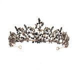 Vintage Baroque Halloween Crown Tiara Rhinestone Carnival Headdress Black Branches Queen Headband Handmade Witch Hair Accessories Princess Gift for Wedding Festival Cosplay Party Costume