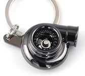 Maycom Spinning Turbo Keychain Automotive Car Part Model Turbine Turbocharger Sleeve Bearing Key Chain Ring Keyring Keyfob (Gunmetal Black)